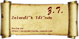 Zelenák Tünde névjegykártya